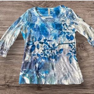 CUBISM WOMENS TOP SHIRT BLUE LONG SLEEVE BLOUSE WINTER FALL TOPS SHIRTS SIZE S